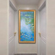 帝旗 世界名画莫奈 睡莲 纯手绘油画入户玄关装饰画走廊过道挂画竖版 692金实木框 100X200