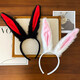 Meng Junchen can bend sweet long rabbit ear headband rabbit headband, universal plush hairpin for adults and children, funny headband for women, white pink style