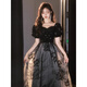 Lingkaqi Black Sequin Robe de soirée haut de gamme pour les femmes Luxury Luxury Niche Chinese Style Anniversaire Host Performance Long Jirt Picture principale L