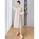 
Geman maternity dress summer loose large-size top covering belly summer skirt puff sleeve maternity dress summer skirt off white XL (recommended 140-160 Jin [Jin equals 0.5 kg])