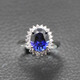 Qu Meisi's synthetic blue gem ring Jurchen silver movable classic dark blue color jewelry Tanzanite main stone (10X14mm)