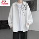Anchuxia Chinesischer Stil Sticked Jacke Herrener Anzug Frühling und Sommer Neue Sonnenschutzkleidung Herrenmode dreiteiliger schwarzer Mantel + Baumwolle Short T + Black Hosen XL [Empfohlen 120-140jin [Jin gleich 0,5 kg]]