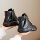 AIZUNSHI thick-soled Martin boots for women in 2024 autumn and winter new style of sponge cake-soled short boots casual white shoes versatile leather high top beige 36 (230mm)