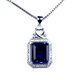 VAN OCEAN ANNORA Rectangular Tanzanite Sapphire Pendant Necklace Pendant Women's Royal Blue Tanzanite Pendant Set with Diamonds White Gold (Main Stone 10X12mm) No Chain