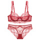 
VRSZEE light luxury brand underwear for women thin style gathering bra set small breasts and sexy lace underwear seductive bikini black 75B