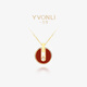 YVONLI signed necklace for women, elegant pendant, light luxury niche temperament, birthday gift for girlfriend, cinnabar red (medium size)