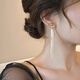 Qilexi Silver Needle Long Style Tassel Earrings Women's Earrings for Round Faces Slimming 2025 New Style Recommended Gifts for Girlfriends Gold ES037 Fashionable Style Long Tassel Earrings