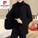Pierre Cardin high-end cashmere double-sided woolen coat men's down liner short woolen coat autumn and winter men's woolen suit FY818 black high-end 70 wool double-sided woolen removable down liner 4XL (165-190Jin Jin equals 0.5 kg)