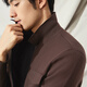 Qipai high-end series men's lapel sweater spring and summer fashion casual chest patch pocket wool cardigan Coffee L (175)