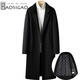 New double-sided cashmere coat for men, thickened slim fit lining, extended woolen woolen windbreaker woolen coat, black L
