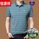 
Hengyuanxiang high-end short-sleeved T-shirt for men in summer middle-aged dad outfit, large size business casual pure cotton striped lapel Paul shirt men HFX691 blue M 165 [120Jin [Jin equals 0.5 kg]]