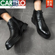 
CARTELO 2025 new spring breathable Martin boots men's mid-top leather boots high-top leather shoes business formal wear side zipper men's boots black inner height increase model 1.5cm 42