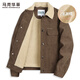 Mark Huafei Corduroy Jacket Men's 2025 Autumn and Winter New Contrast Color Lamb Velvet Plus Velvet Warm Loose Casual Jacket Coco Brown M (170)