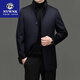 NVWNK brand stand-up collar sheep woolen coat men's winter thickened down lining high-end wool coat mid-length trendy navy blue size 170 recommended 100Jin Jin is equal to 0.5kg -125Jin Jin is equal to 0.5kg