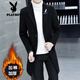 Playboy (PLAYBOY) men's windbreaker new autumn and winter woolen coat men's Korean style trendy cotton thickened youth woolen coat men 988 black XL XL (recommended 125-140Jin Jin equals 0.5 kg)