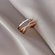 Xiaose ins trendy index finger ring for women, niche design, fashionable personality, light luxury, high-end, cold style index finger ring opening, flash diamond ring R0048 (rose gold)