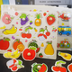 Toys de Humo, lettres numériques, puzzle de planche à emporter à la main pour enfants, puzzle de bébé éducation précoce, jouets en bois, ensemble 2 pièces [Fruit Model + Forest Animal]