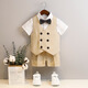 Bubble orange (BUBBLE ORANGE) children's dress summer short-sleeved boy suit suit vest handsome little boy's first birthday flower girl performance suit 5-piece set (shirt + horse short chest collar) size 130 (recommended weight 50-56 Jin [Jin equals 0.5 kg])
