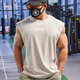 Lutielang sleeveless sports T-shirt fitness vest muscle training men's loose running vest quick-drying elastic breathable moonlight gray L