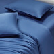 Mengjie Home Textiles 60S pure cotton four-piece set pure cotton plain satin bedding simple light luxury double bedding set Chun Zhen (dark blue) 1.2m (150*200cm)