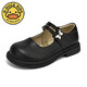 G.duck Little Yellow Duck Girls' Small Leather Shoes Spring and Autumn New Product 2025 Black British Style Princess Shoes Soft Sole Children's Performance Shoes JJL-Black C8062 Size 35 (Inner Length 22.5cm)
