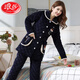 Langsha Pyjamas für Frauen im Winter verdickte Korallenmerze dreischichtige Baumwolle warme Frühlings- und Herbst-Flanell-Frauen-Kleidungsstückset H10 R9858-1 Red M 80-Jin [Jin entspricht 0,5 kg]