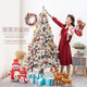 Tingmo snow Christmas tree decoration simulation tree home decoration tree hotel mall Christmas decoration Christmas scene decoration snowflake blue-1.2m Christmas tree set meal