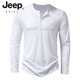 JEEP SPIRIT American retro heavyweight long-sleeved bottoming shirt autumn long-sleeved Henry shirt men's fitness tough guy army green T-shirt long sleeve khaki M