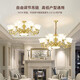 Boruike American Brass Chandelier Living Room Lights Luxury Luxury Amospheric Dining Room Lights Simple Retro Bedroom Study Light Duplex Floor Chandelier 691-8 Heads (avec LED à trois couleurs)