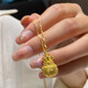 Chow Tai Sang Gold Pure Gold 999 Filigree Blessing Bag Necklace Women's Full Money Bag Pendant Pendant Platinum Bracelet Gold Blessing Bag Pendant + Gold Beads Black Rope Necklace