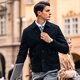 Mr. Cloak Pocket Solid Color Woll Cardigan Spring und Herbst Cow Horn Knopf Herrenjacke Strick Bt12353 Break Code Clearance Blume grau 4xl (195)