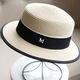 Dream of the flower top hat gentleman hat men flat top white straw hat women's hat summer cool hat flat ridge small top hat M label hat covering what - M label 5 cm [white] Koba - adjustable in one size [55-59]