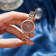 Julius Fashion Light Luxury Niche Watch Women's Mother of Pearl Quartz Waterproof Women's Watch 1421 Rose Gold