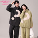 Modal autumn and winter coral velvet couple pajamas for women Korean style cute zipper cardigan home clothes men's simple casual suit CY9903 women M women