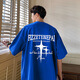 Zhiwei American Pure Cotton Cotton Forted Fot в летнем новом стиле Негабаритный размер с тяжелой футболкой Модная одежда с половиной рукава для мужчин T686 темно-серый M [Рекомендуется 90-120JIN [Джин равняется 0,5 кг]]]