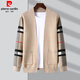 Pierre cardin brand wool knitted cardigan men's middle-aged and young casual loose sweater jacket spring and autumn new style top camel color 175
