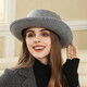 Zunti hat women's autumn and winter wool woolen hat rolled edge flat top retro bow British versatile casual fashion hat gray one size