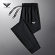 Emporio Armani sports. Men's summer thin loose large size casual trousers ice silk quick-drying men's pants black flat mouth (ice-feeling cooling) (one set 5XL (180-200Jin [Jin equals 0.5 kg])