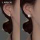 Lnieer Korean fever same style Shijia pearl earrings for women 999 pure silver celebrities Australian white ear piercing new earrings earrings Shijia pearl earrings 10mm 999 pure silver