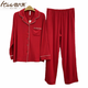 Italai couple's big red pajamas autumn and winter medium thick silkworm pupa protein velvet marriage year can wear couple's home clothes outside 4855 deep orchid-men's style XL