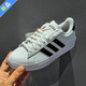 Adidas official ship store men's shoes, new summer three-stripe board shoes, leather sports shoes, wear-resistant casual shoes, men's 9195-white-mainly recommended style 41
