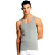 Three-pack two-piece pure cotton vest for men, ribbed elastic, lightweight, breathable, slim-fitting sports inner sleeveless vest, light hemp gray + light hemp gray XL