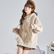 TonLion 2025 Knitted Jacket Women's Casual Sweater Cardigan Hooded Top Velvet Style/Light Khaki M