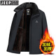 JEEP SPIRIT Dad's Jacket Middle-aged and Elderly Cotton Clothes Men's Autumn and Winter Plus Velvet Thickened Cotton Clothes 2025 New Grandpa Warm Cotton Jacket Navy 185