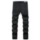 Fei Shimi New Style High Street Herren Ripped Jeans bestickt S Tight Mid-Tendy Herren trendy lässige schwarze Hosen Schwarz 3523 29