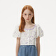 ELLE KIDS children's clothing cotton short puff sleeve shirt girls spring and summer new palace style short-sleeved shirt floral 130