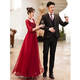 Seidler Burgundy Toast Wear Bridal 2025 New Wedding Appreciation Banquet Evening Dress Skirt Women's Large Size Temperament Summer Burgundy XL (Recommended 116-125 Jin Jin equals 0.5 kg)