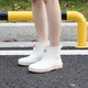 Fujian Mode japanische Regenstiefel für Frauen, die kurze Röhrenregenstiefel für die Arbeit im Freien wasserdichte und rutschfeste Schuhe Gummischuhe flach gesaliertes Pull-Toe-Schuhe Größe 38 [mit Innensohle, Markierung] Weiß tragen