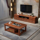 Nanyi TV-Schrank Goldene Walnuss Massivholz-TV-Schrank Couchtisch Kombination moderne Wohnzimmermöbel im chinesischen Stil 2,0 m Sechs-Pull-Fernsehschrank Walnuss Walnuss