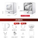 GORGENOX 5 sets of installation-free dishwashers desktop small hot air drying UV sterilization baby care fruit and vegetable washing household ultra-narrow dishwasher washable pot white